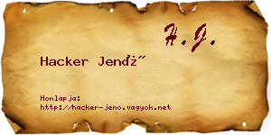 Hacker Jenő névjegykártya
